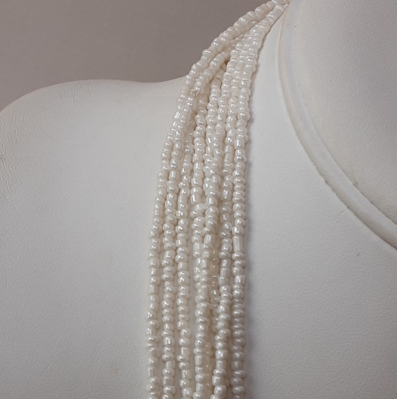 Multi-Strand Glass Seed Pearls|MOP Donut Pendant|MOP Daisy Post Earrings - Vtg - Picture 3 of 10